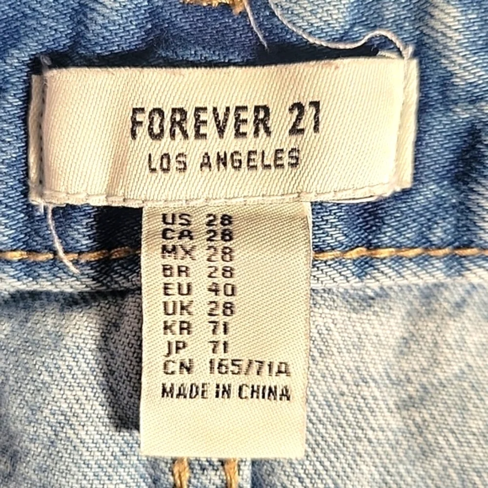 Forever 21 A-Line Blue Denim Mini Distressed Frayed Hem Jean Shirt Size 28